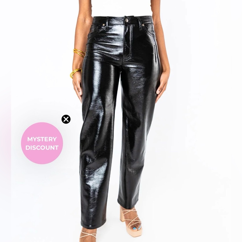 Buddy Love Yara Shiny Black Straight Leg Pants